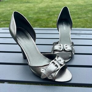 Pewter Open-toe Heels